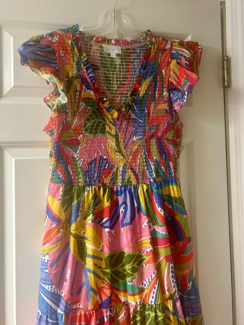 Sugarlips Multicolor Tropical Ruffle Maxi Dress, L